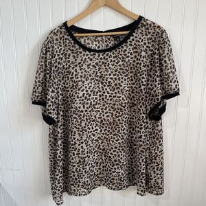 Torrid Womens Top 3x Cheetah Print Blouse Semi Sheer Top Animal Print Y2K Mature